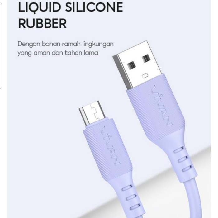 VIVAN Kabel Data VSM100 Data Cable Micro USB For Android 2.4A Silicone Garansi Original