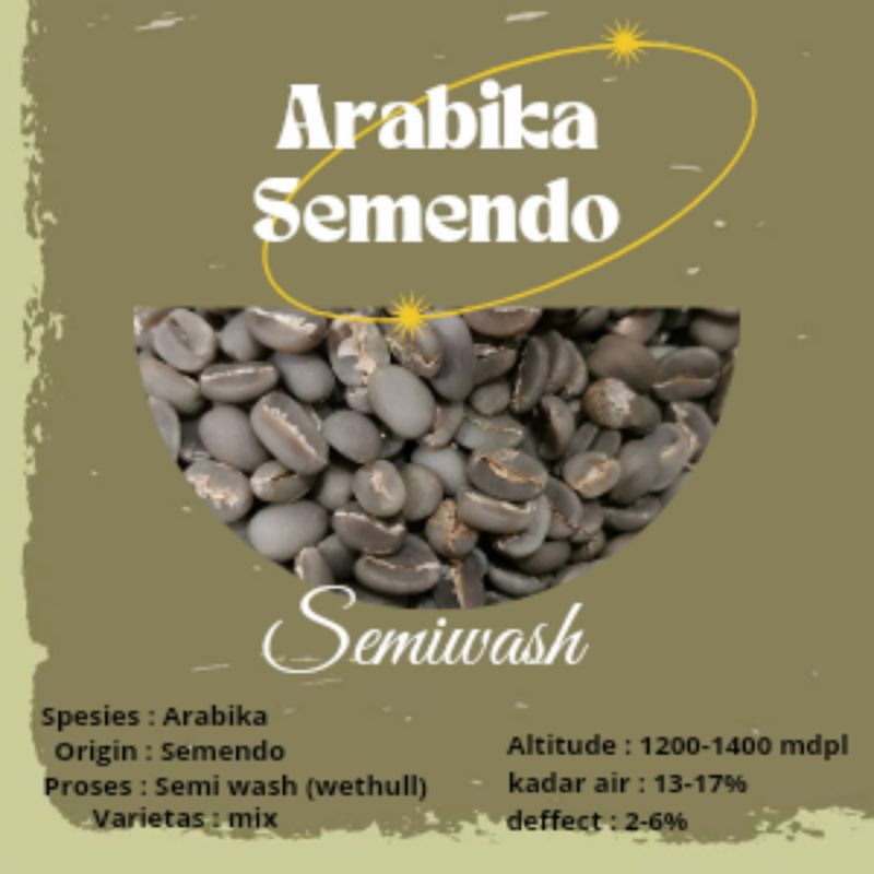 

green Bean / biji kopi Arabika Semendo semi wash - wethull 1kg