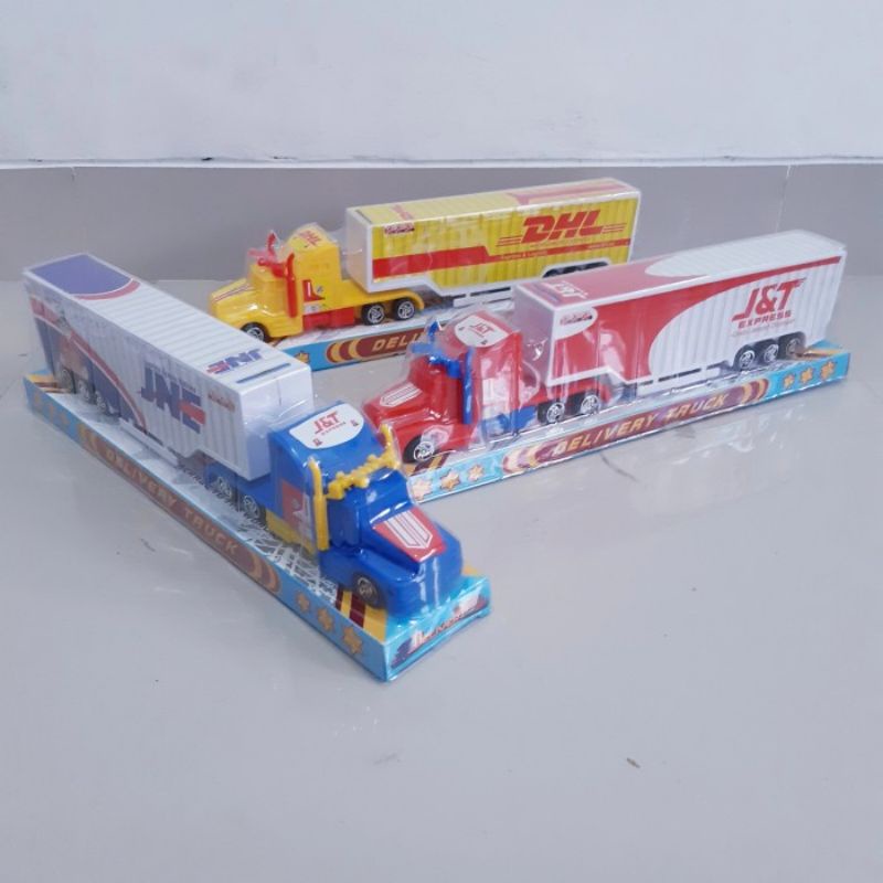 Mainan Truk Kontainer Ekspedisi - Miniatur Mobil Box JNE J&amp;T DHL Anak