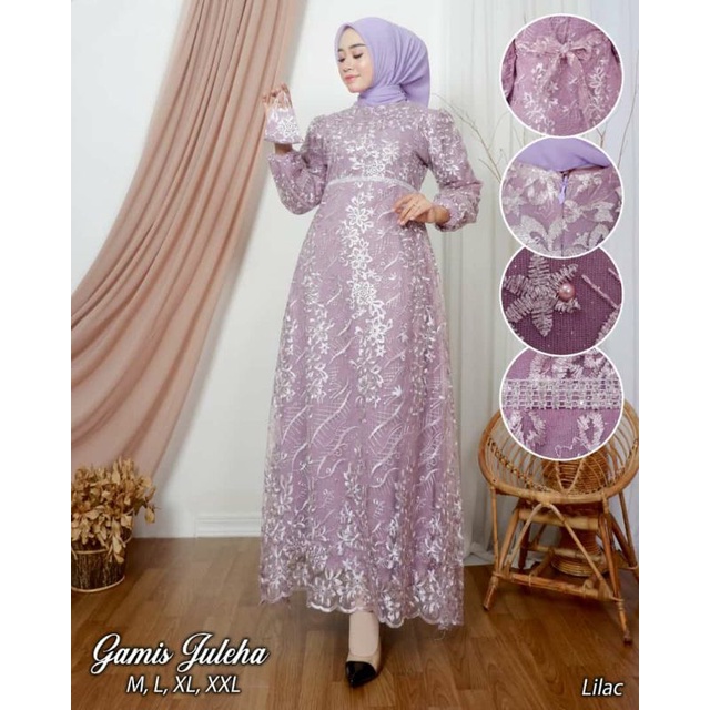 TERMURAH GAMIS PESTA TERBARU /GAMIS JULEHA/GAMIS TULLE PREMIUM/gamis wisuda/gamis kondangan/gamis pesta/gamis tulle premium/warna rosgold /navy /silfer /whit /dusty pink /maron /baby blue/ lilac/ wardah