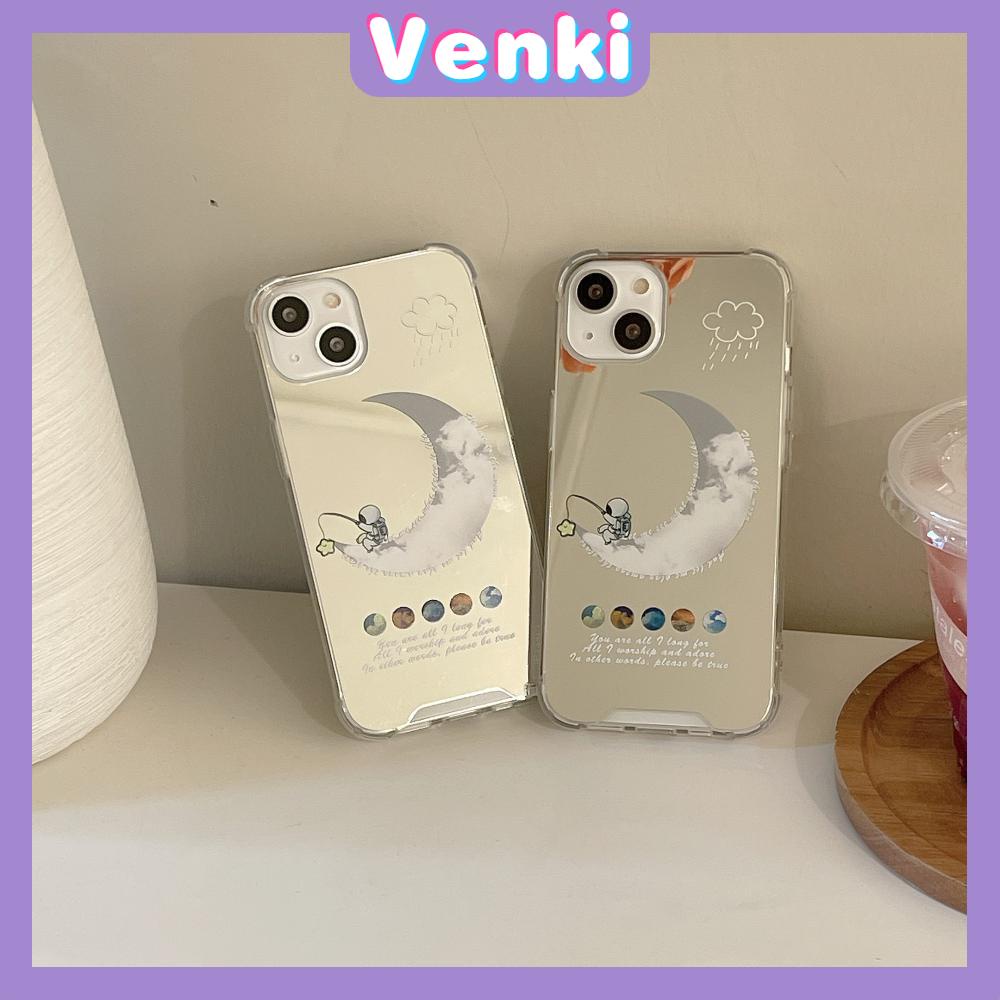 iPhone Case Acrylic HD Mirror Laser Airbag Shockproof Protection Camera Cute Moon Cloud Astronaut Compatible For iPhone 11 iPhone 13 Pro Max iPhone 12 Pro Max iPhone7Plus iPhone xr