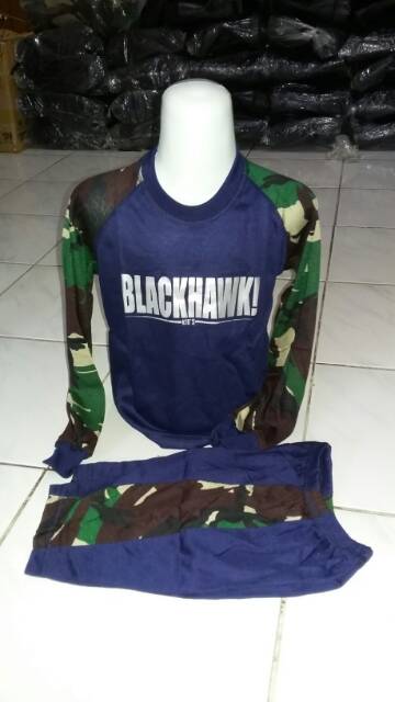 kaos stelan anak loreng kombinasi biru dongker - kaos army anak - kaos tactical/blackhawk anak