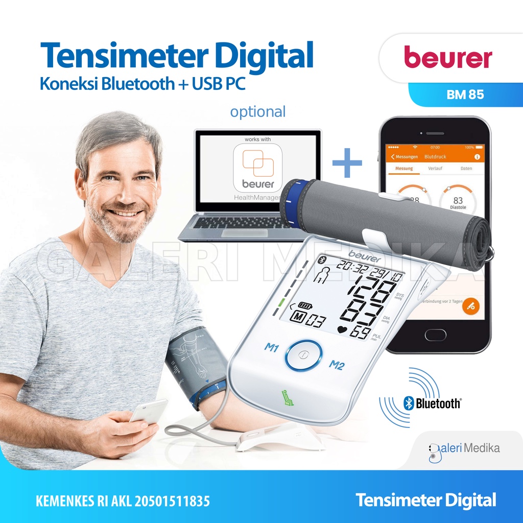 Tensimeter Digital Dengan Bluetooth Beurer BM-85 / BM85 / BM 85 - Alat Ukur Tekanan Darah Jerman