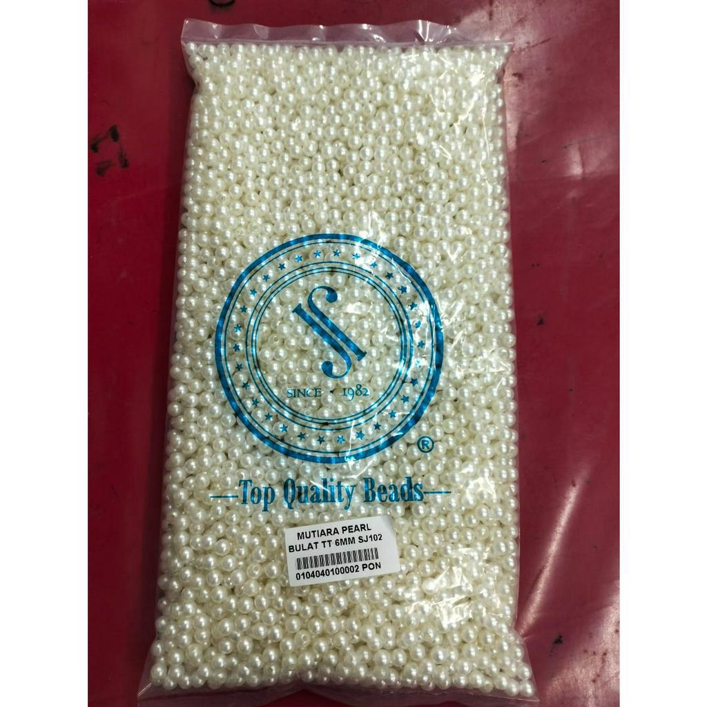 [1 Pon (450 Gram)] Mutiara Ringan Sintetis Tanpa Tali / Manik Mutiara Bulat 6mm / Manik Mutiara Bulat 8mm / Mutiara Pearl Bulat TT (Tanpa Tali)