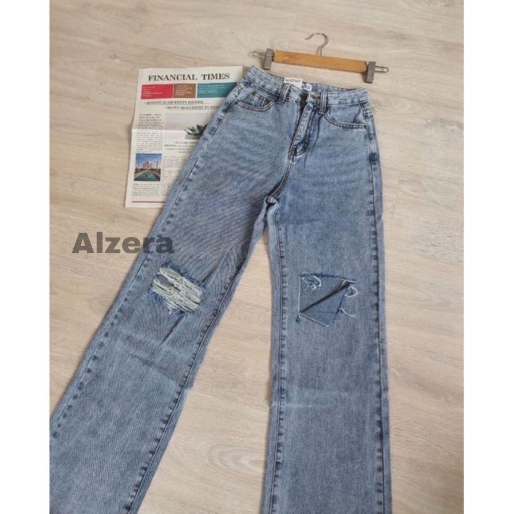 PREMIUM HIGHWAIST JEANS CULLOTE SNOWBLUE SOBEK 27-34 TERBARU/TERUPDATE 2022 BY ALZERA