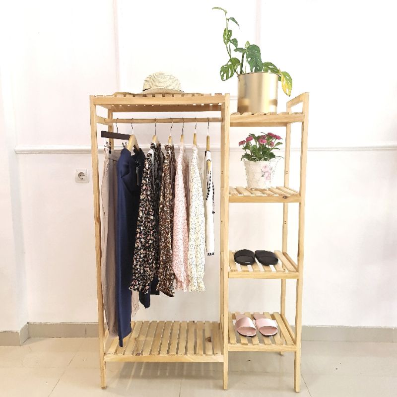 Wooden Clothes / Stand Hanger Butik / Gantungan Baju / Rak Dekorasi / Rak Penyimpanan serbaguna