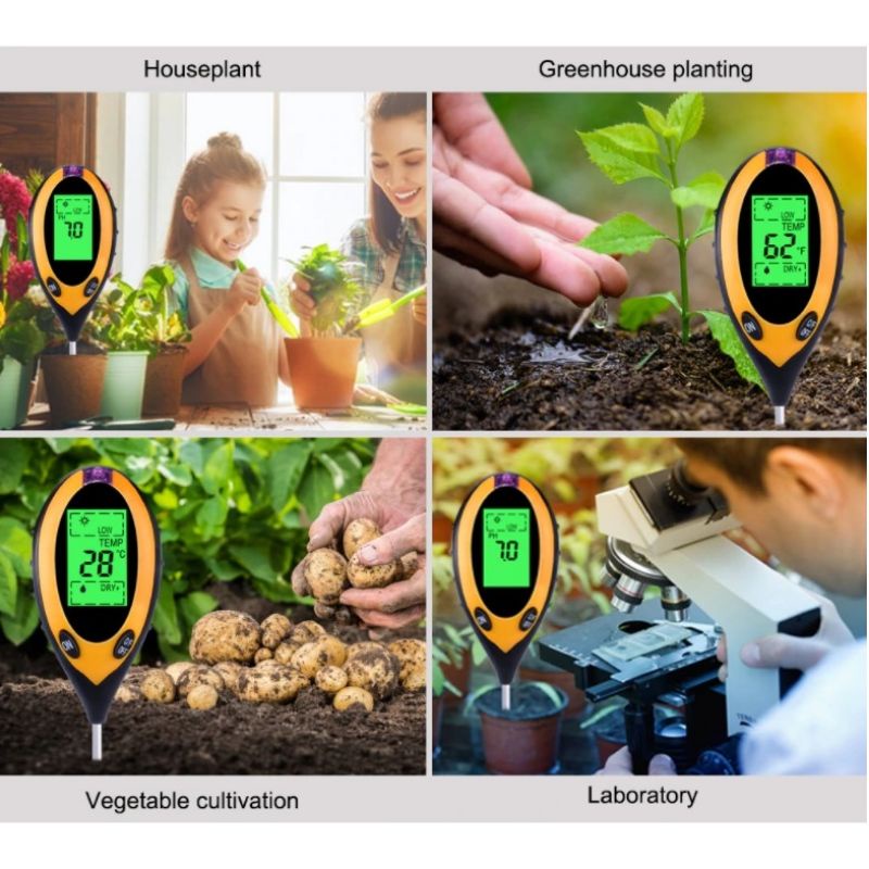 Digital Soil Analyzer Tester Meter Alat Ukur Kondisi Tanah 4 in 1 Suhu Sunlight PH Mositure SPH004