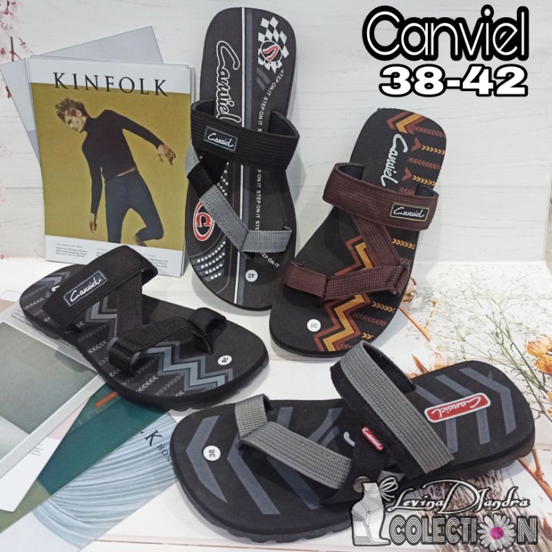 SANDAL GUNUNG SPON/SANDAL JEMPOL CANVIEL LAKI &amp; PEREMPUAN(38-42)