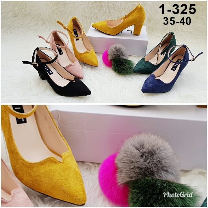 SALE High Heels Import Wanita / Heels Import 1-325 Premium Quality Heels 7 cm 7cm Suede