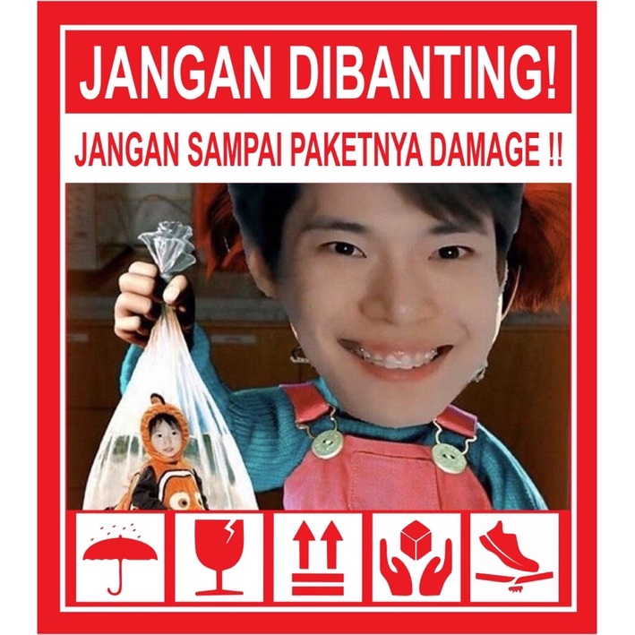 STIKER FRAGILE KPOP LUCU KOREA STIKER JANGAN DIBANTING-Z