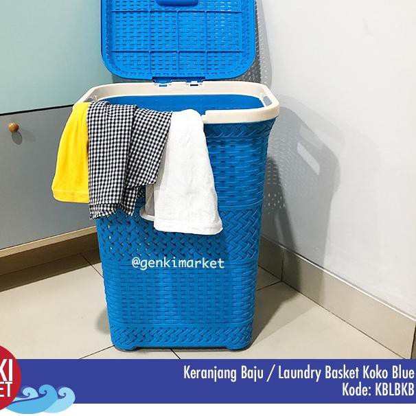 ❀ Keranjang Baju Kotor Plastik Tutup / Tempat Baju Kotor Keranjang Plastik / Laundry Basket Koko ♛