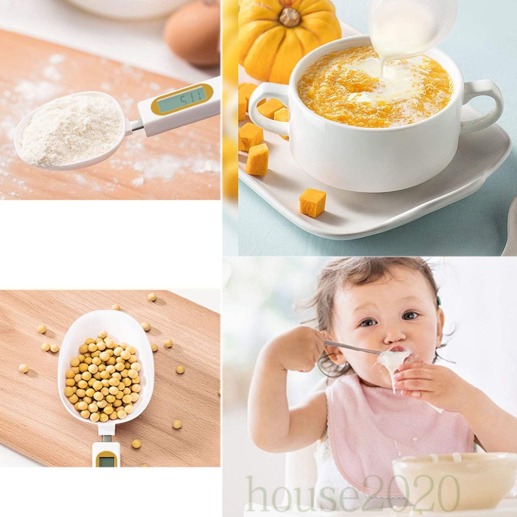 [HOUSE2020]500g/0.1g Measuring Spoon Home Kitchen Salt Coffee Sugar LCD Display Digital Scale Measuring Scoop, White