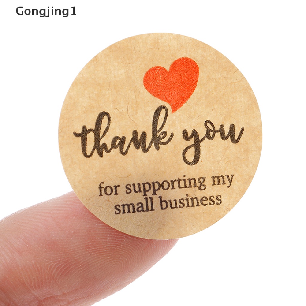 Gongjing1500pcs Stiker Label Bulat Tulisan Thank You Untuk Segel