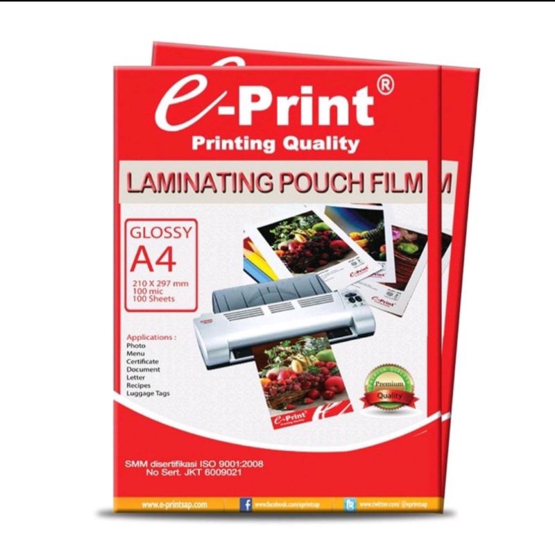 

Plastik laminating/laminating pouch film glossy EPRINT