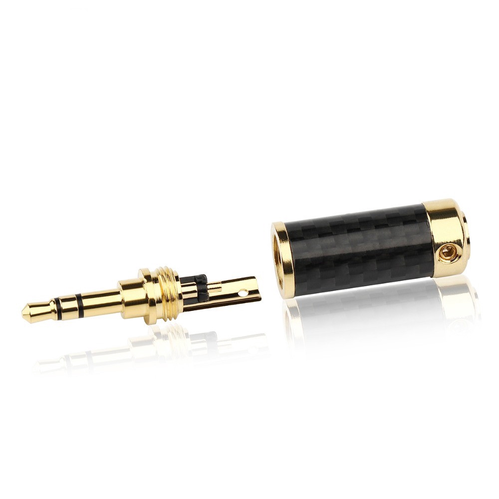 3.5mm Plug Audio Jack 3 Pole Carbon Fiber Earphone Splice DIY Stereo Headphone Repair Solder Wire