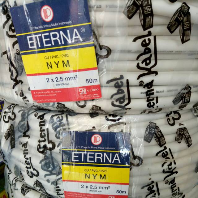kabel listrik eterna nym 2x2 5 2x2 5 kawat isi 2 roll 50 meter 50m sni kabel nym