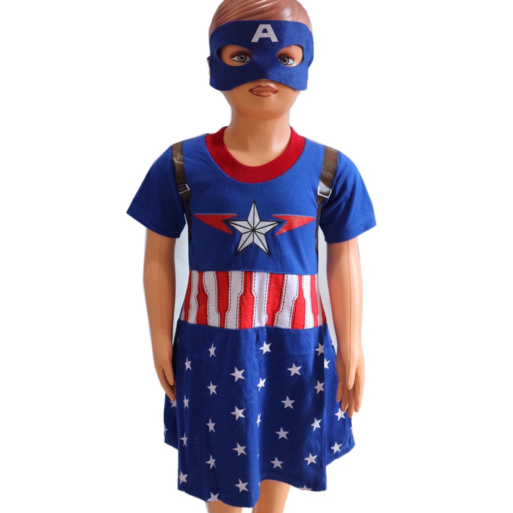 dress anak perempuan captain cewek / kostum superhero kapten america girl