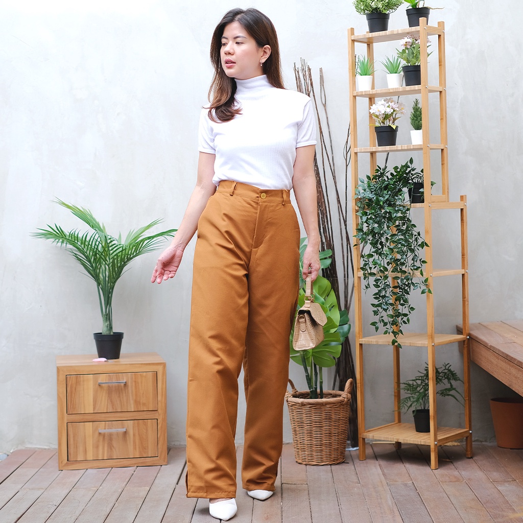 BEFAST - ZEC OOTD Wanita Celana DENISA / Melva American Drill Slit Kulot / Celana Kulot Casual / Celana Kekinian Remaja / Celana Polos Fromal / Celana Kulot OOTD Remaja Terlaris / Celana Ke Kampus