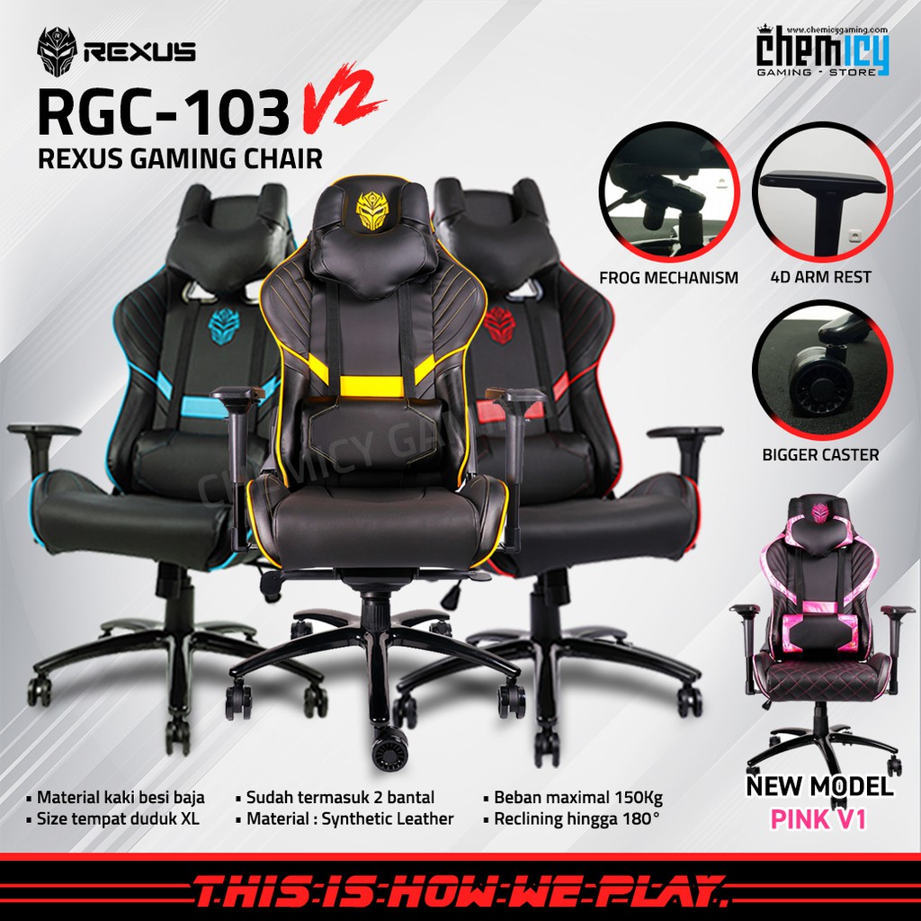 Rexus Gaming  Chair Kursi  Gaming  RGC 103 V2 Shopee  