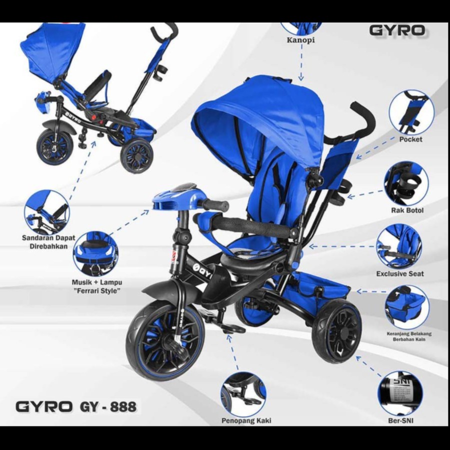 Sepeda Anak - Sepeda Roda Tiga STROLLER GYRO ST GY 888