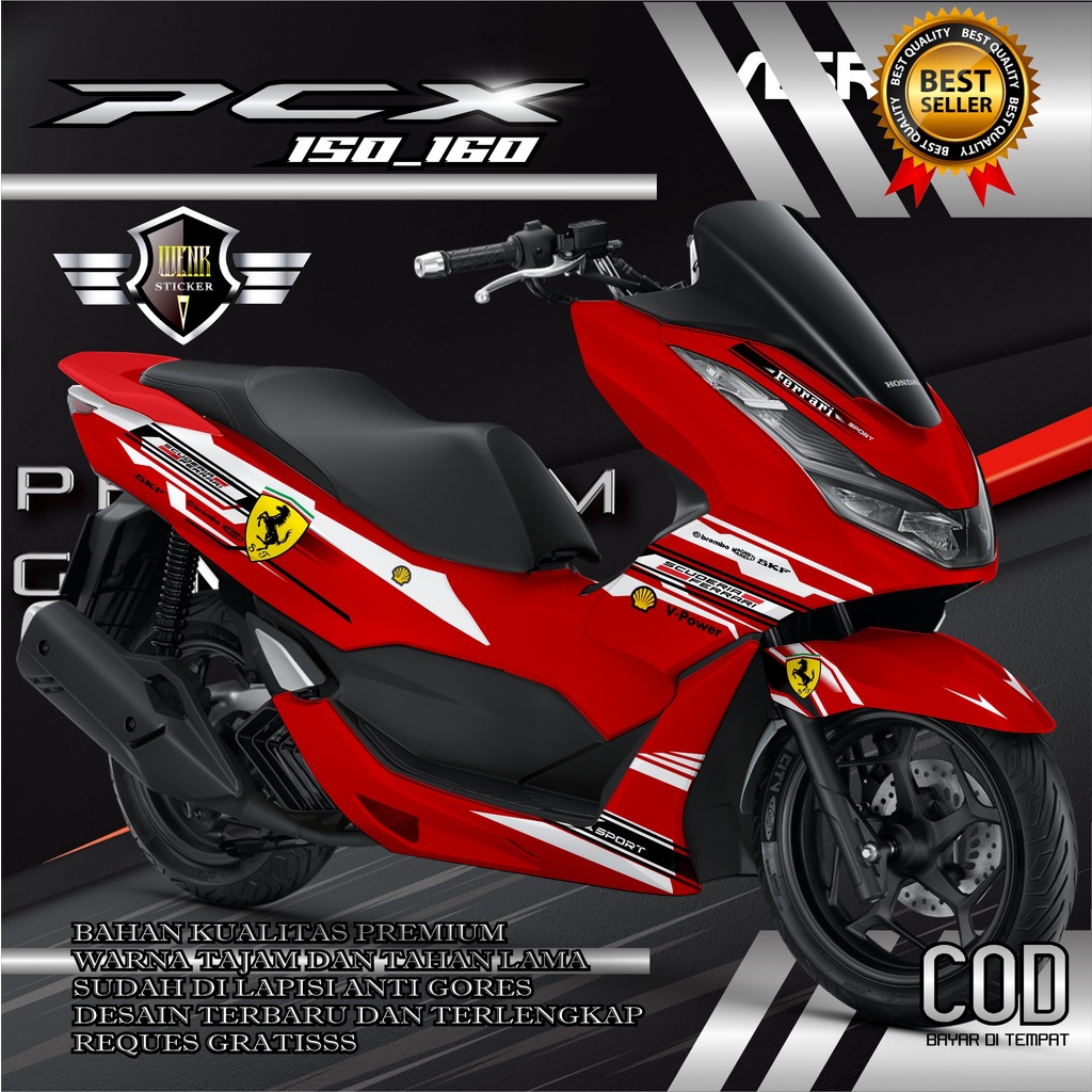 DECAL STICKER PCX 150_160 Desain FERRARI ( 16 Warna )