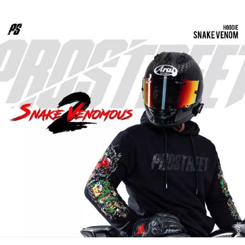 Hoodie Prostreet SNAKE VENOMOUS V2 Hitam Terbaru Jaket Sweater Sunmori Rider Pria/Wanita Premium Bay