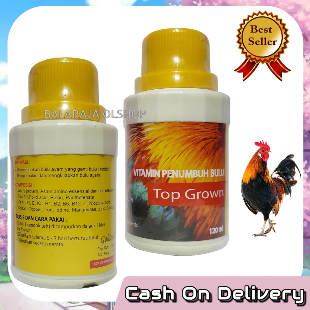 Vitamin Penumbuh Bulu Ayam Jago Bangkok Mabung Ganti Bulu Top Grown 120ML