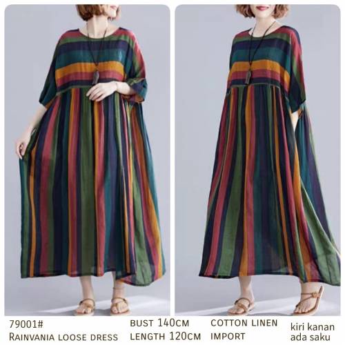 Long Dress Jumbo Loose Dress Rainvania Long Dress Wanita