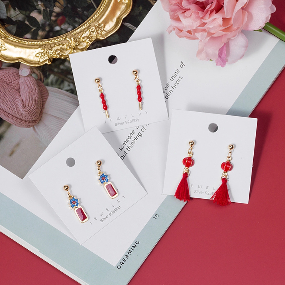 Anting Kait Gantung Desain Lentera Merahrumbai Gaya Vintagecrackercina Untuk Wanita