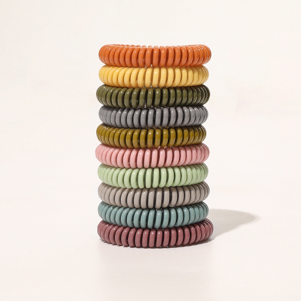 【COD Tangding】5pcs/set Colored Telephone Line Ring Hair Tie Fashion Hair Decor