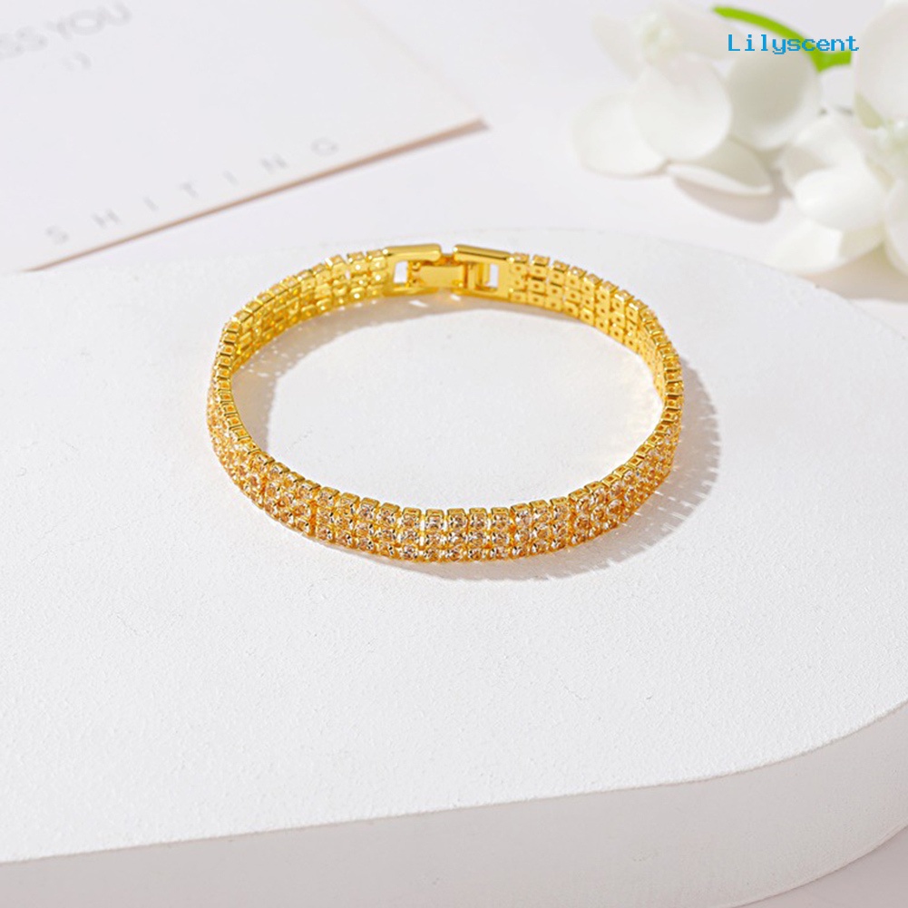 Gelang Bangle Berlian Imitasi 3 Baris Untuk Wanita