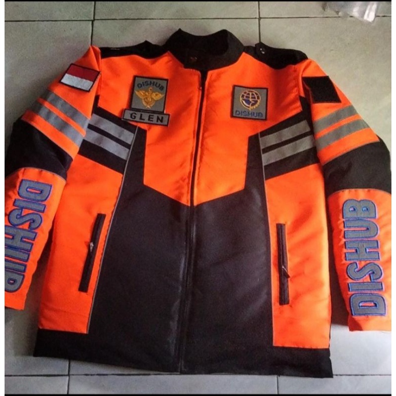 JAKET DISHUB HITAM ORANG BAHAN TASLAN WATERPROF