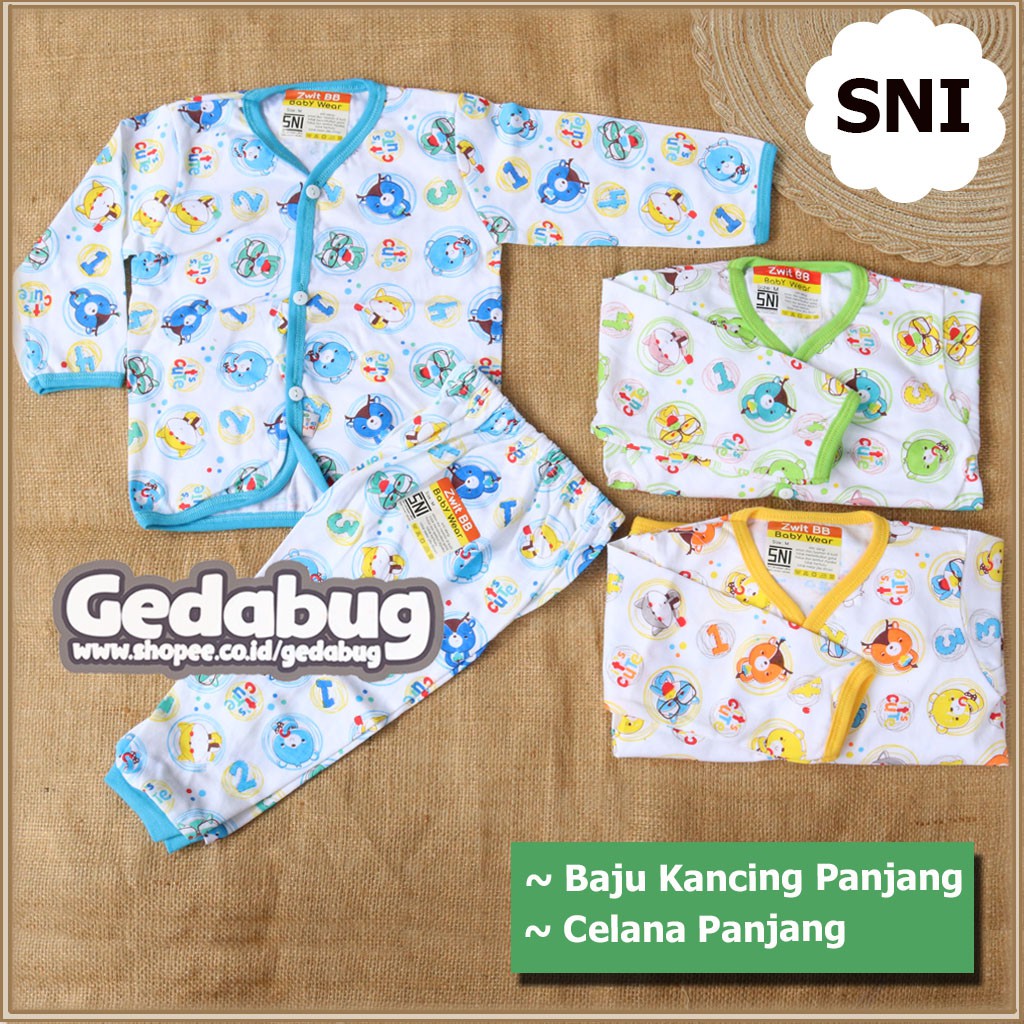 Setelan Zwit BB Panjang KANCING Baju Kancing PANJANG + Celana PANJANG Piyama bayi &amp; anak