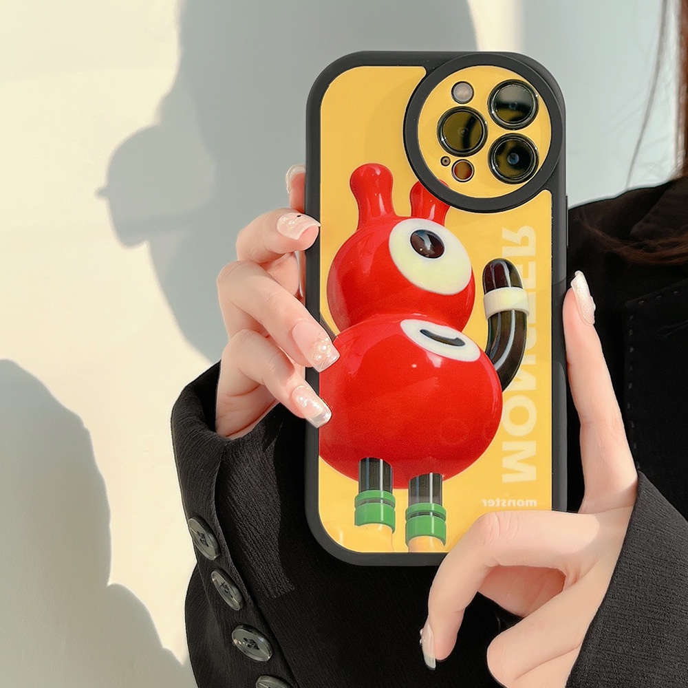 Soft Case Silikon Motif Kartun monster Merah Untuk Iphone 13 XS XR 11 12 PRO MAX