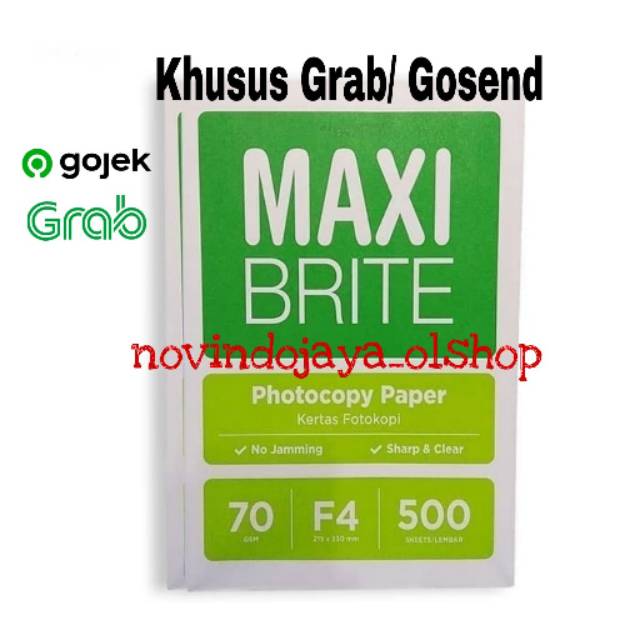 

Kertas Hvs Maxi Brite Folio 70 gram / Khusus gosend / Grab