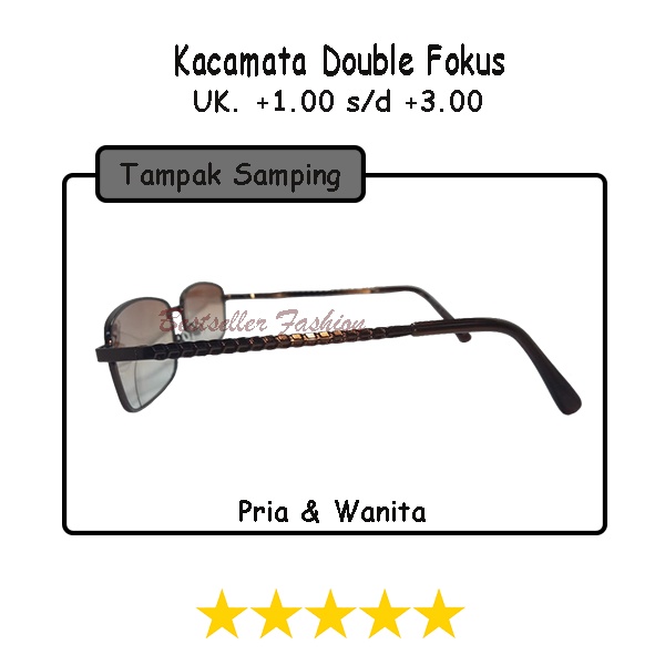 Kacamata Baca Dan jalan (+) Uk. +1.00 s/d +3.00 Lensa Coklat Bingkai Metal Motif Double Lensa Rabun Dekat UNISEX FREECASE