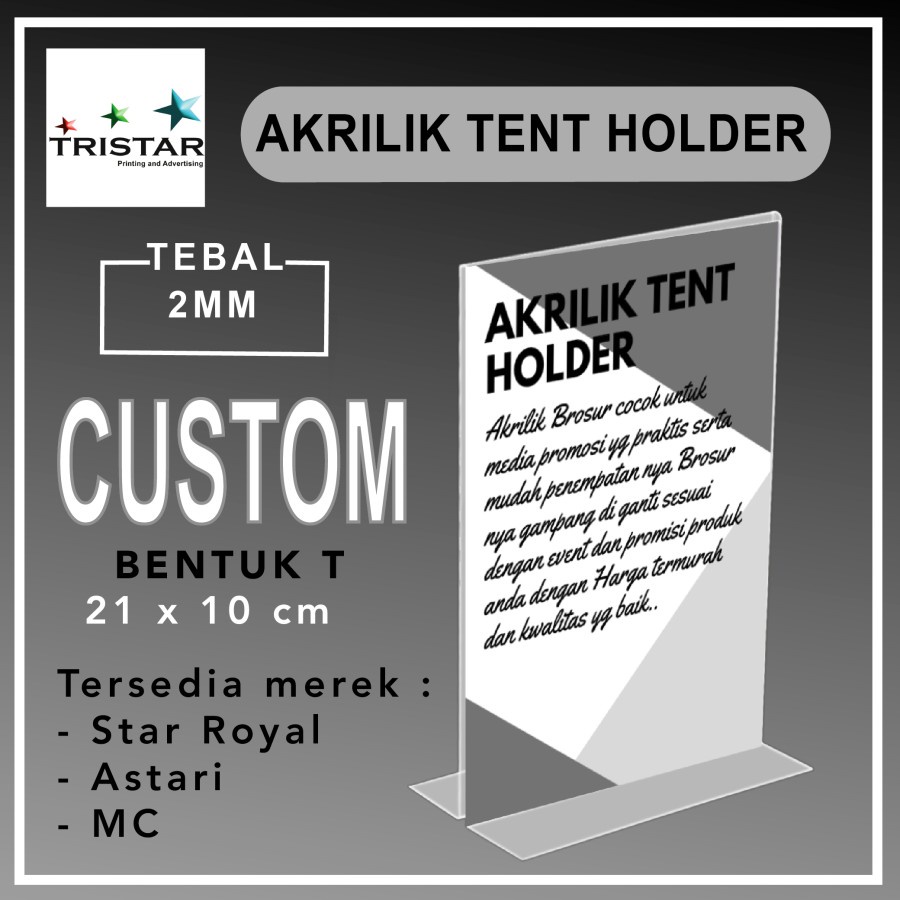 

Akrilik tent holder 21 x 10 cm / tempat menu / nomor meja (min.3 pcs)