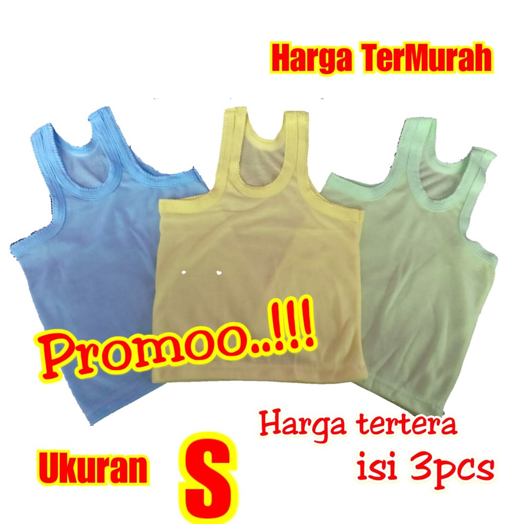 Kaos Dalam  baju bayi Singlet  Warna 3pcs Ukuran S