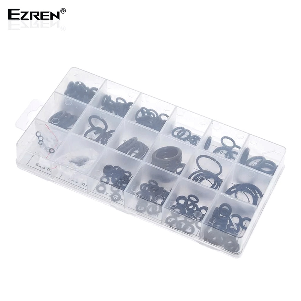 Ezren 225pcs Karet Seal Ring O Set Black Silicon Rubber Karet Ring