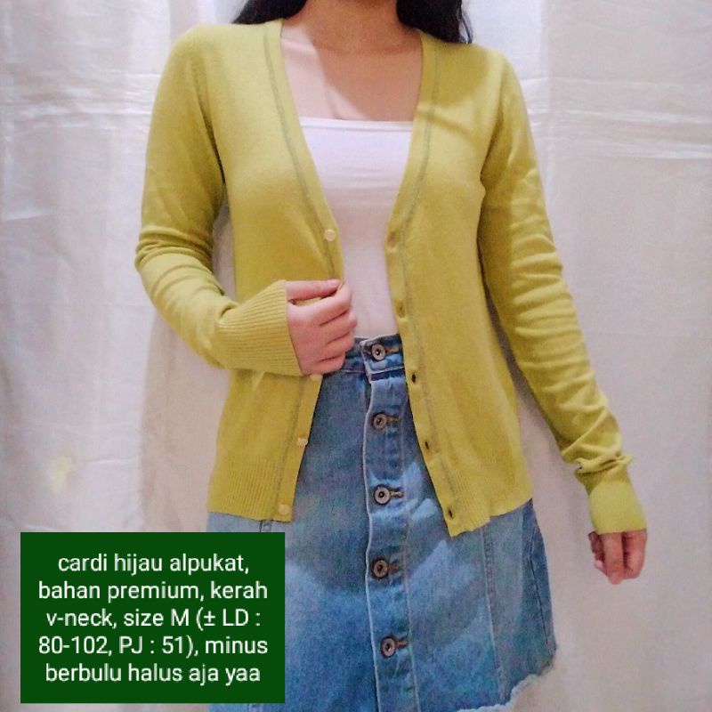 NEW STOCK‼️THRIFT Cardigan Vest Rajut Premium Pastel Kepang Cable Branded Academia Ketupat Argyle Murah-cardi hijau premi