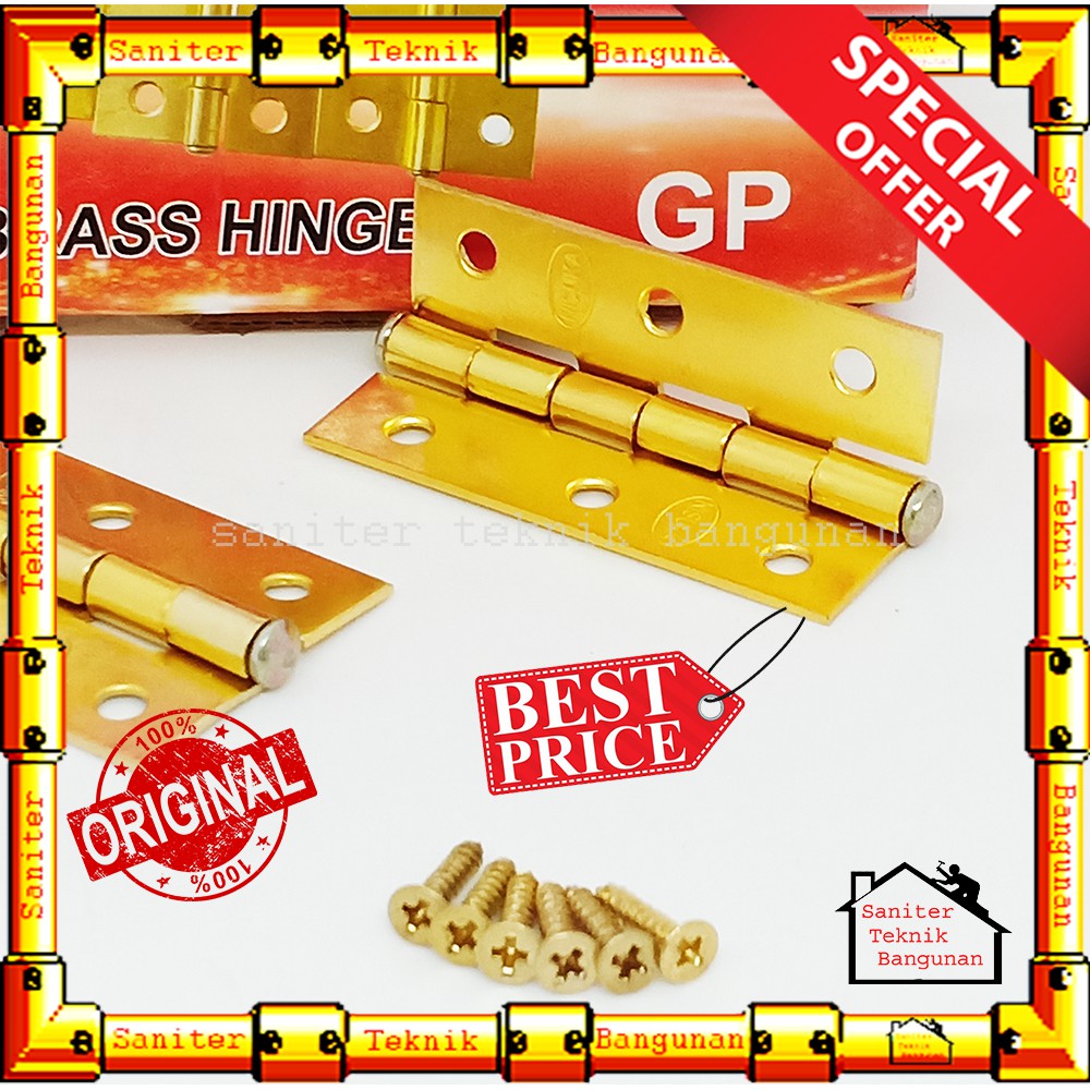 Engsel Tipis Pintu Lemari Nisuka 2&quot; Inch &amp; 3&quot; Inch GP