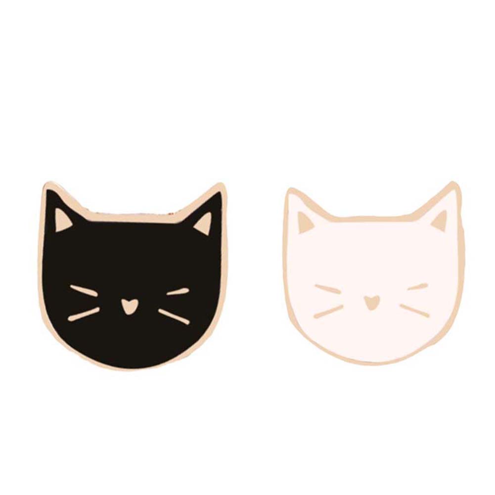 2pcs / Set Bros Pin Lencana Bentuk Kartun Hewan Kucing Untuk Unisex