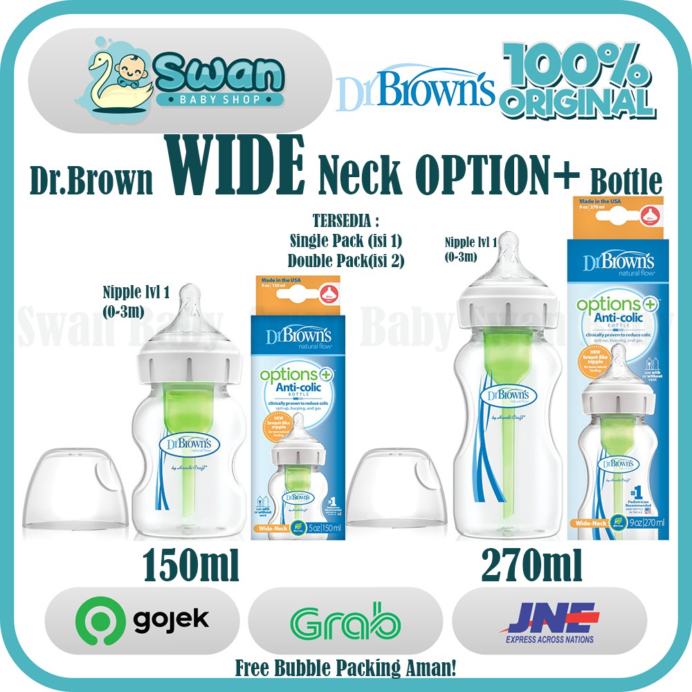 DrBrown Dr Brown's PP Wide-Neck &quot;Options+&quot; Bottle / Botol Susu Bayi ( 150ml 270ml)