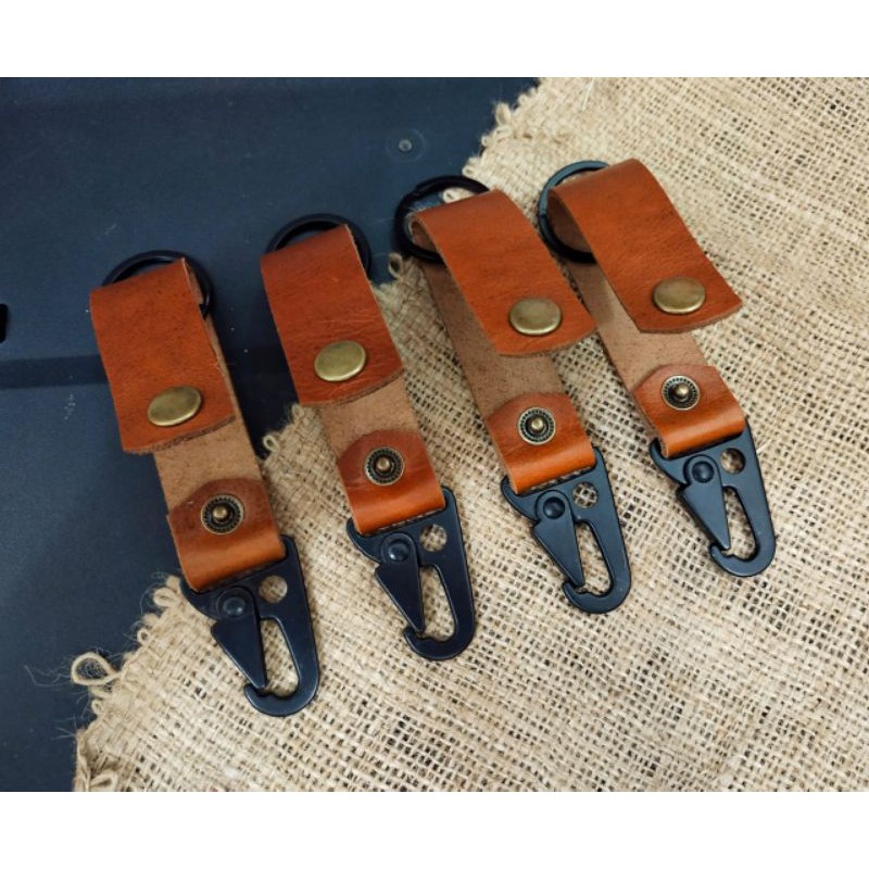 Keychain Leather Classic/Gantungan Kunci Hook Kulit Sapi Asli