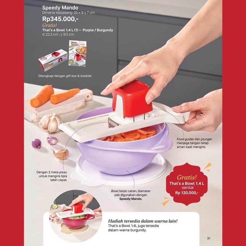 PROMO speedy mando free bowl Tupperware alat pengiris bawang kentang dll
