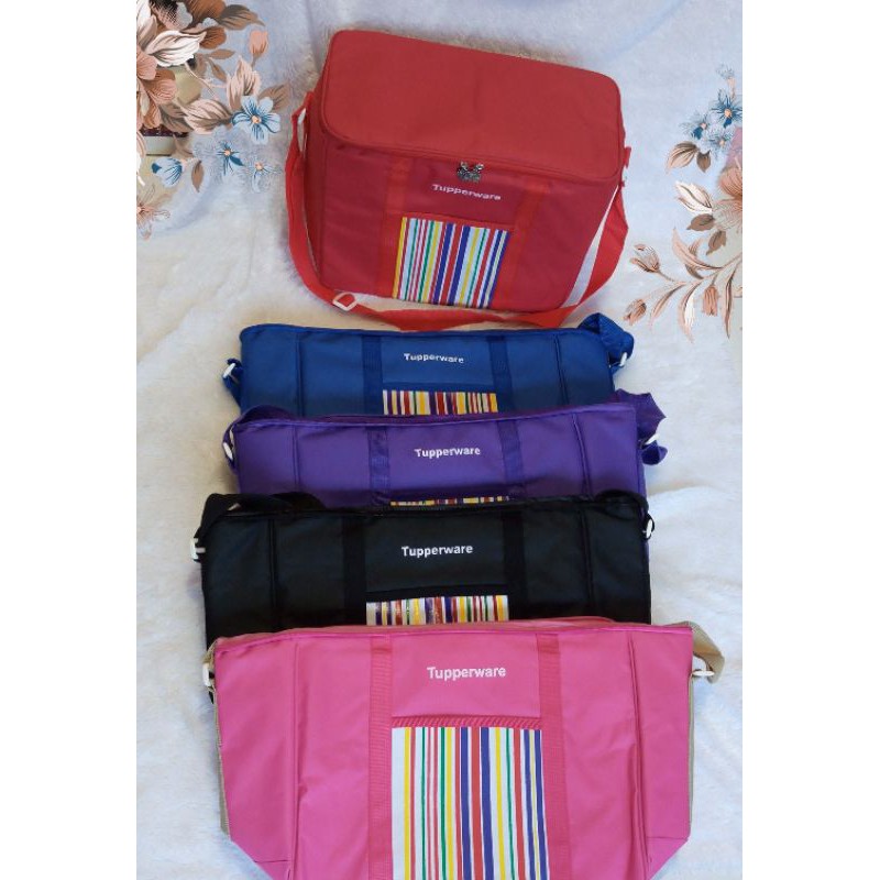 Tas Bekal Tupperware Fdo ( Zipper bunga Es ) / Tas Multifungsi/ Fdo bag