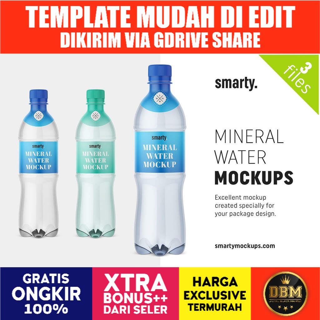 Mineral Water Bottle Mockups - Photoshop