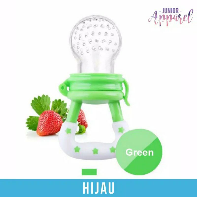 {SAP•HOME} Empeng Buah kerincingan mainan / Pacifier Fruit Sayur Bayi Gigit Makan Teether-Green