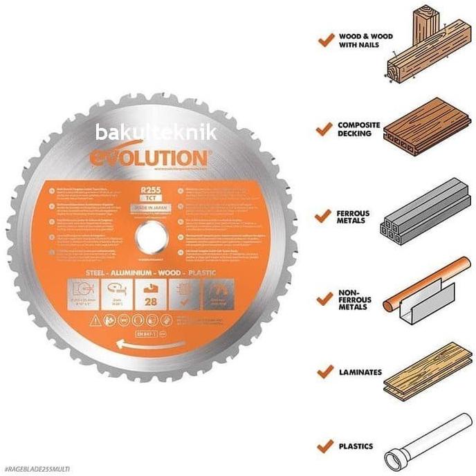 EVOLUTION Saw Blade 255mm Mata Pisau TCT Potong Multi Material 10inch PROMO MURAH