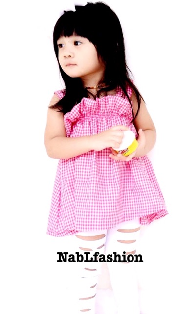 Atasan dress ruffle tanktop anak perempuan 2-4 tahun bahan katun